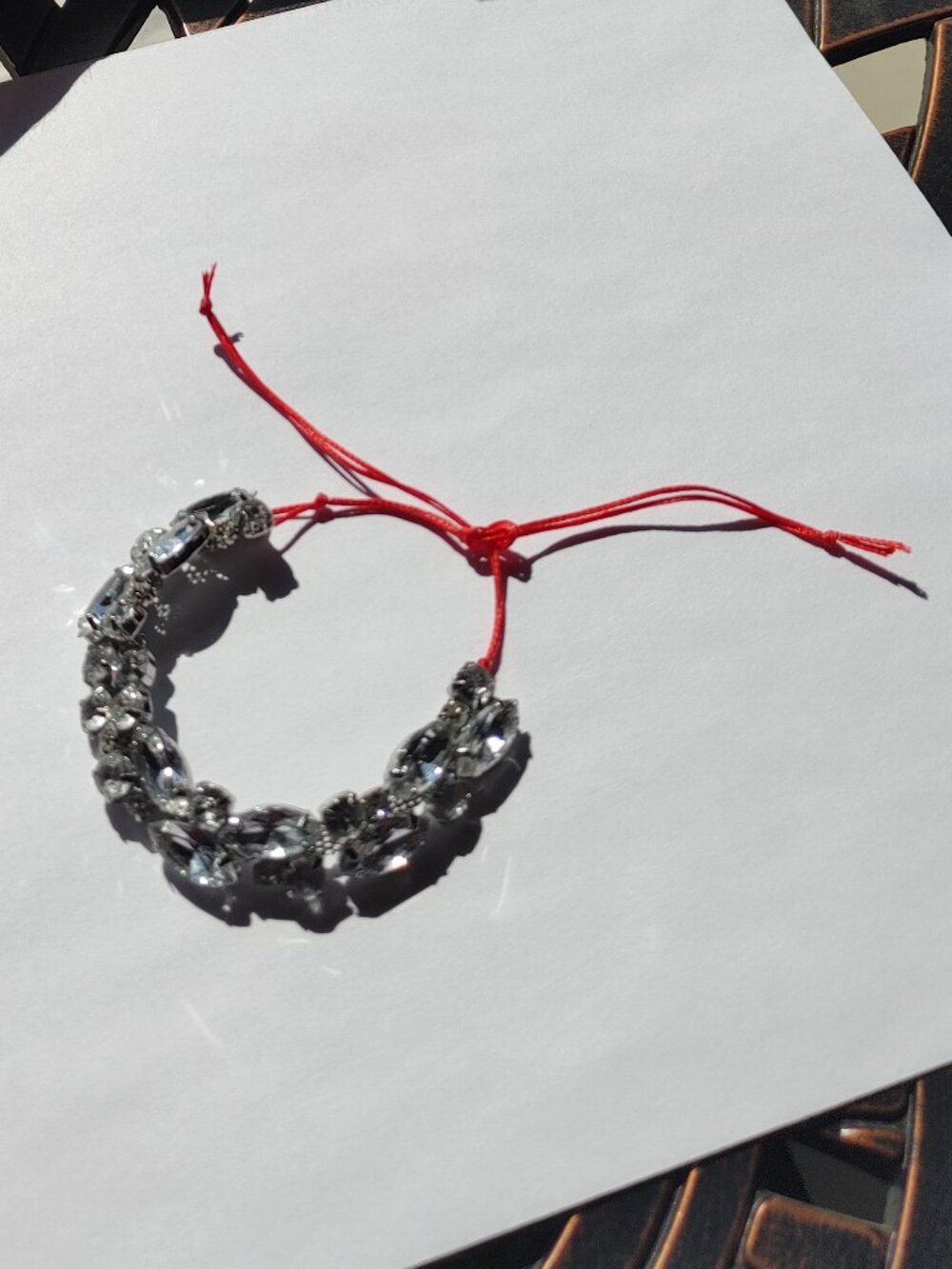 ✨ Surfer Chic Red Waxed Cord Faux Diamond Bracelet Boho Beach 🌊